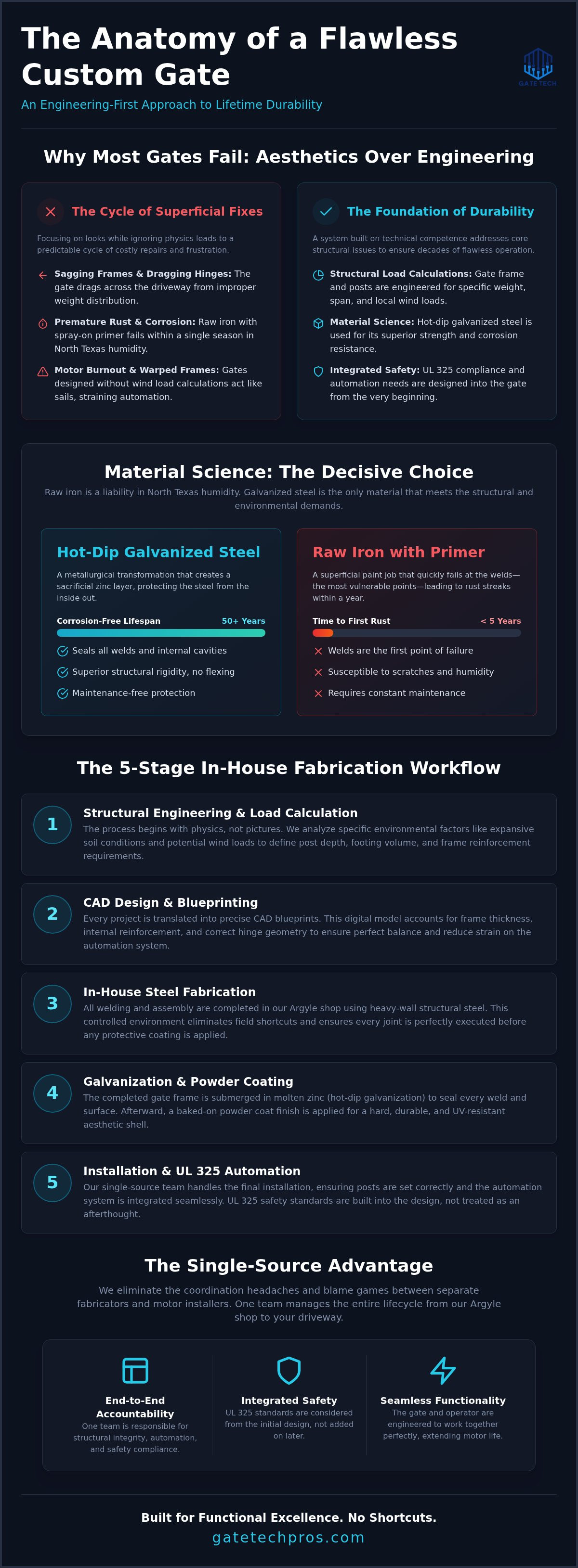 The Custom Gate Design Process: From Structural Engineering to Final Install infographic