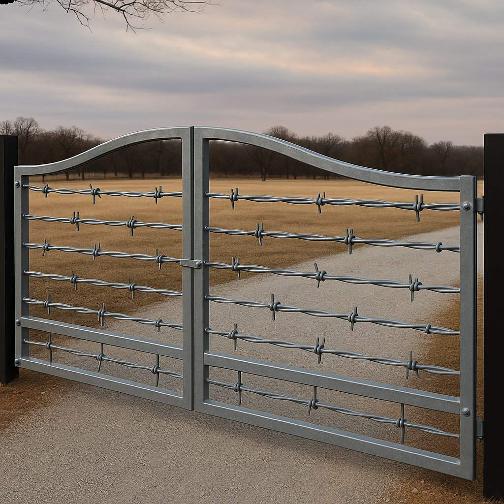 Big barb wire gate Texas